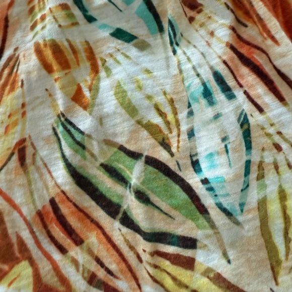 Democracy Multicolor Tropical Leaf V-Neck Flowy Blouse Top Large NWOT - Picture 6 of 12